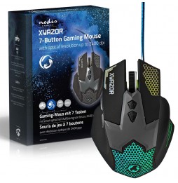 Nedis Mouse gaming cablato o ufficio 7 pulsanti luci led sensore ottico 2400 DPI