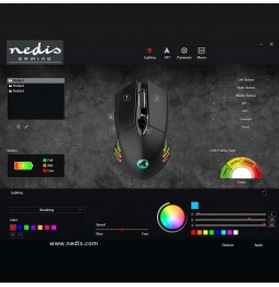 Nedis Mouse gaming ufficio 8 pulsanti luci led sensore ottico ricaricabile 10000 DPI