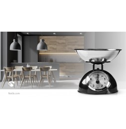 Nedis Bilancia Meccanica da cucina professionale stile retrò in acciaio inossidabile 5Kg Black