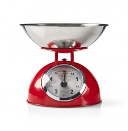 Nedis Bilancia Meccanica da cucina professionale stile retrò in acciaio inossidabile 5Kg Rosso