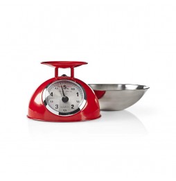 Nedis Bilancia Meccanica da cucina professionale stile retrò in acciaio inossidabile 5Kg Rosso