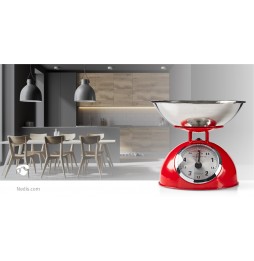 Nedis Bilancia Meccanica da cucina professionale stile retrò in acciaio inossidabile 5Kg Rosso