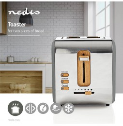 Nedis Tostapane Vintage Serie Soft Touch Funzione di scongelamento 900W Grigio