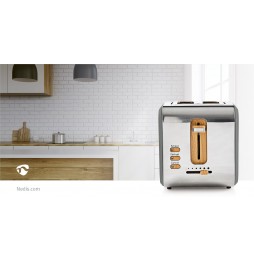 Nedis Tostapane Vintage Serie Soft Touch Funzione di scongelamento 900W Grigio