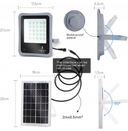 AIGOSTAR FARO FARETTO SOLARE LED 30 W SENSORE MOVIMENTO CREPUSCO TELECOMANDO