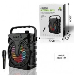 MU ZQS6127 BT USB AX Cassa karaoke Bluetooth DJ Party Speaker 8W luci LED