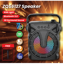 MU ZQS6127 BT USB AX Cassa karaoke Bluetooth DJ Party Speaker 8W luci LED