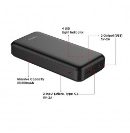 VEGER Batteria esterna Powerbank A20 - 20.000mAh nero (W2015)