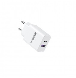 VEGER VLS302U CARICABATTERIA DA RETE TYPE C + USB A QC3.0 3A 30W ALTA QUALITA'