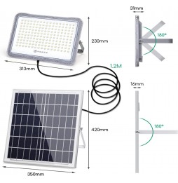 AIGOSTAR FARO FARETTO SOLARE LED 200W SENSORE MOVIMENTO CREPUSCO TELECOMANDO