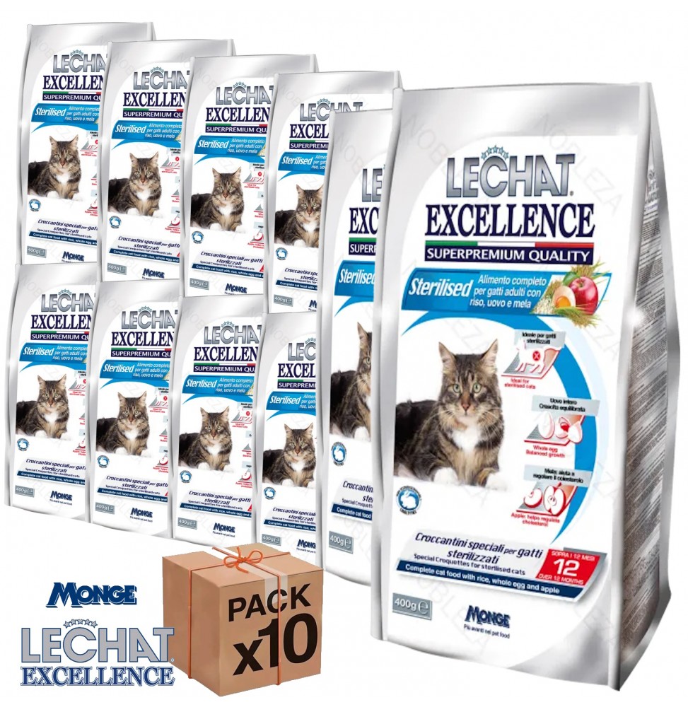 MONGE CROCCANTINI GATTI 400GR LECHAT EXCELLENCE STERILIZED CIBO SECCO 10 BUSTE