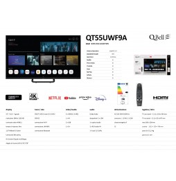 Qbell TV 55″ Smart QT55UWF9A UltraHD 4K LED HDR10 WebOs 2.0 By LG FRAMELESS