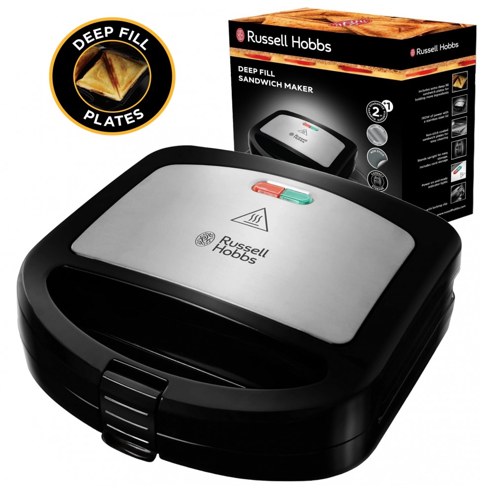 Russell Hobbs Tostapane Griglia elettrica Toast Panini Sandwich Maker Antiaderente 760 W