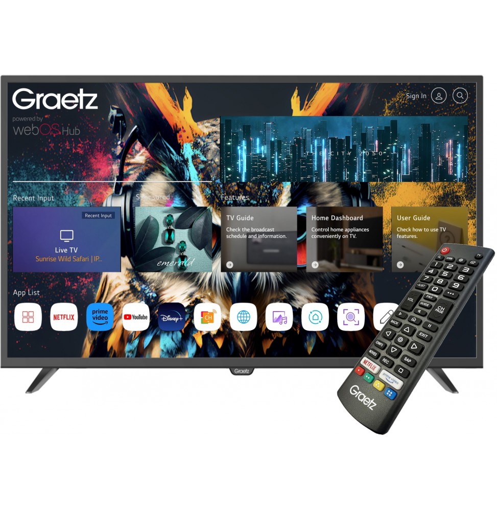 Graetz TV 43″ Smart GR43Z1470 FHD LED HDR10 WebOs 2.0 By LG