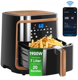 Aigostar Smart Cube Friggitrice ad Aria intelligente Senza Olio 7L 1900W Touch Gold Wi-Fi