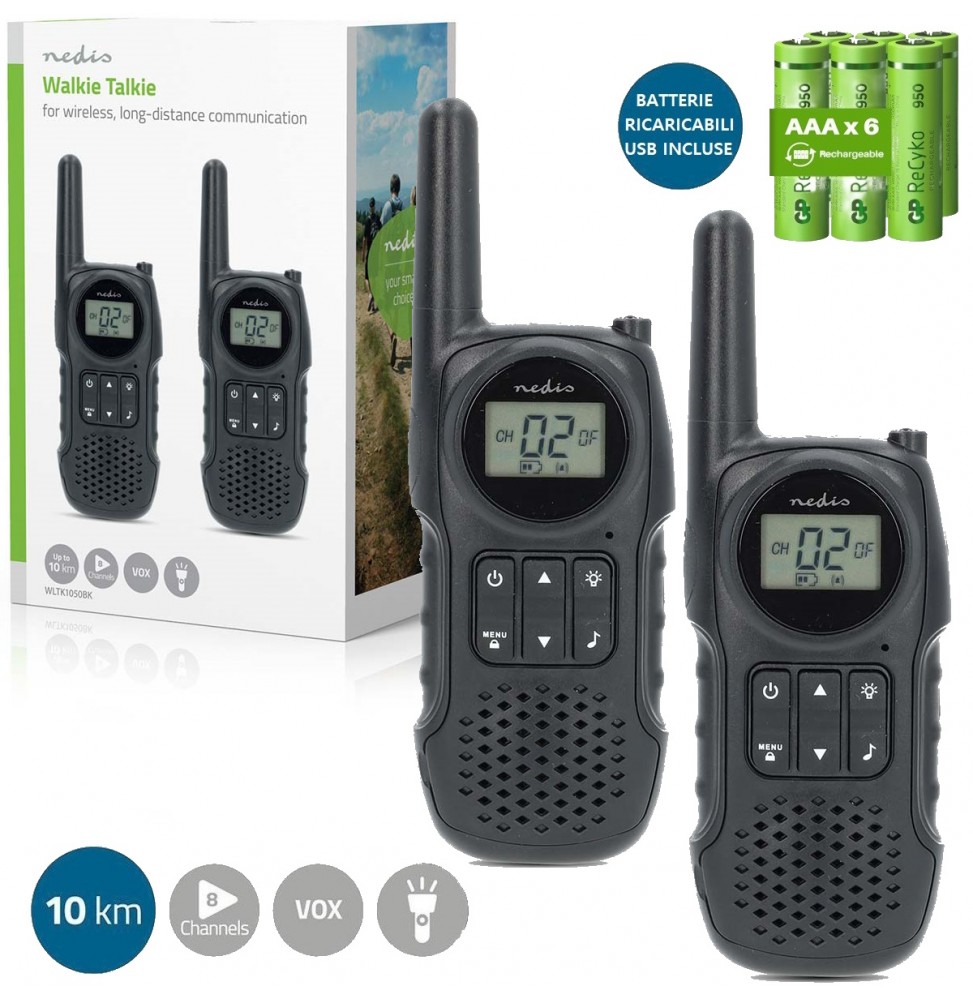 Nedis Set walkie-talkie Radio ricetrasmittenti PMR 10 km Uso libero senza licenza