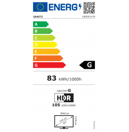 Graetz TV 55″ Smart GR55P1470 UHD 4K LED HDR10 WebOs 2.0S Thinq AI