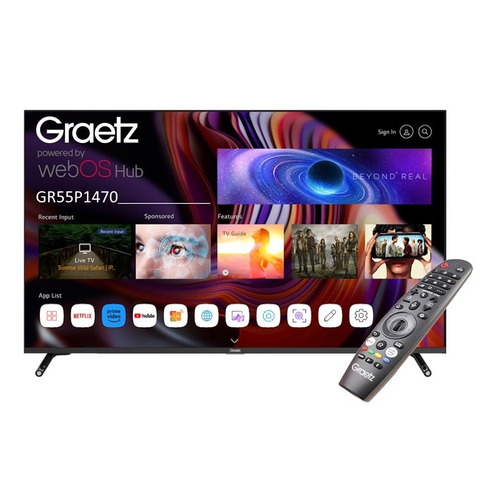 Graetz TV 55″ Smart GR55P1470 UHD 4K LED HDR10 WebOs 2.0S Thinq AI