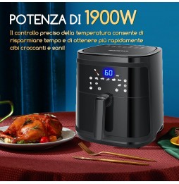 Aigostar Smart Cube Friggitrice ad Aria intelligente Senza Olio 7L 1900W Touch nera Wi-Fi