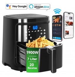 Aigostar Smart Cube Friggitrice ad Aria intelligente Senza Olio 7L 1900W Touch nera Wi-Fi