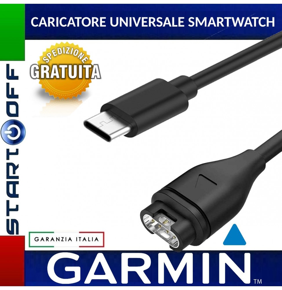 Cavo di ricarica caricatore USB-C smartwatch GARMIN FENIX 7, 6, 6X, 6S, 5, 5X, 5S, 5 Plus Vivoactive