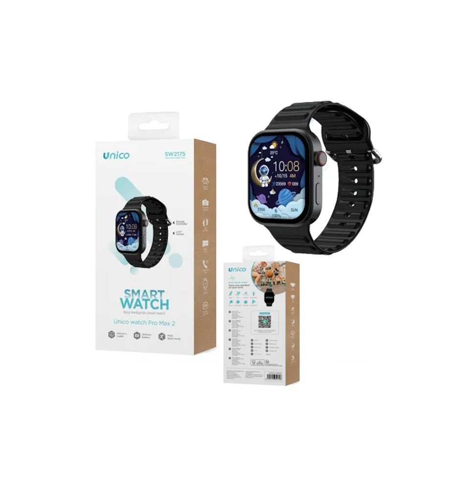 UNICO SMARTWATCH SPORT WS2175 FUNZIONE A.I. CHIAMATE HD BT BLACK 2" LED CARDIO