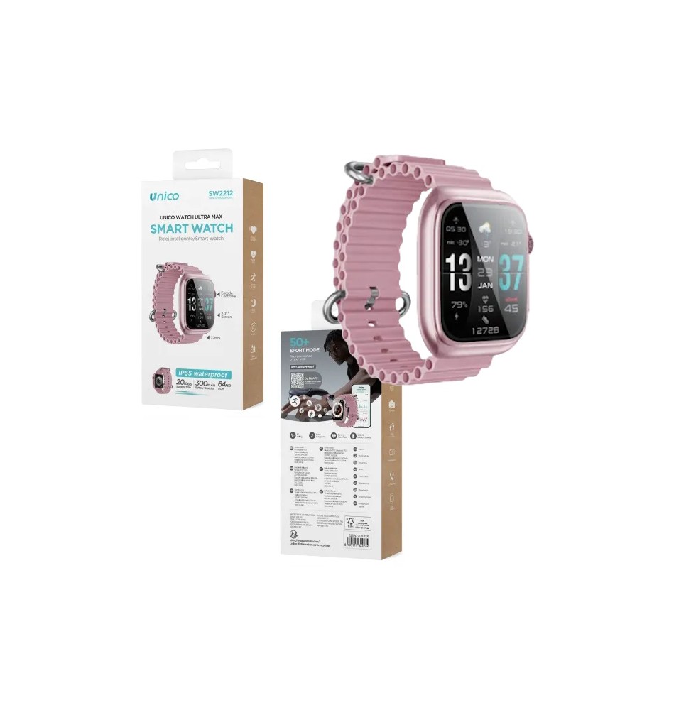 UNICO SMARTWATCH FIT WS2175 FUNZIONE A.I. CHIAMATE HD BT ROSA 2.01" LED CARDIO