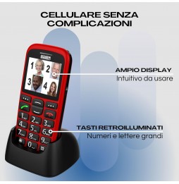 Saiet MAGNUM DUE Cellulare Per Anziani Tasti Grandi Tasto SOS toni alti Rosso