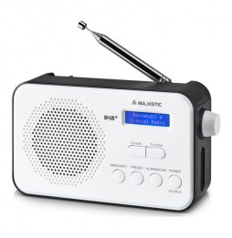 New Majestic RT 195 DAB+ Radio Portatile FM Display LCD Batteria NERO E BIANCO