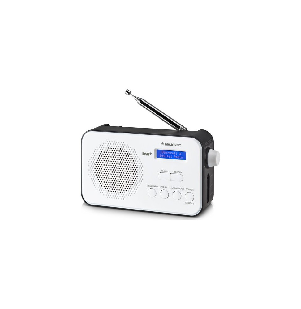 New Majestic RT 195 DAB+ Radio Portatile FM Display LCD Batteria NERO E BIANCO