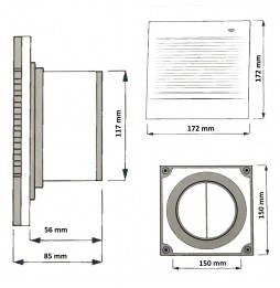 Aigostar Ventola di aspirazione odori bagno cucina casa 14 Watt foro 120 - 130 mm