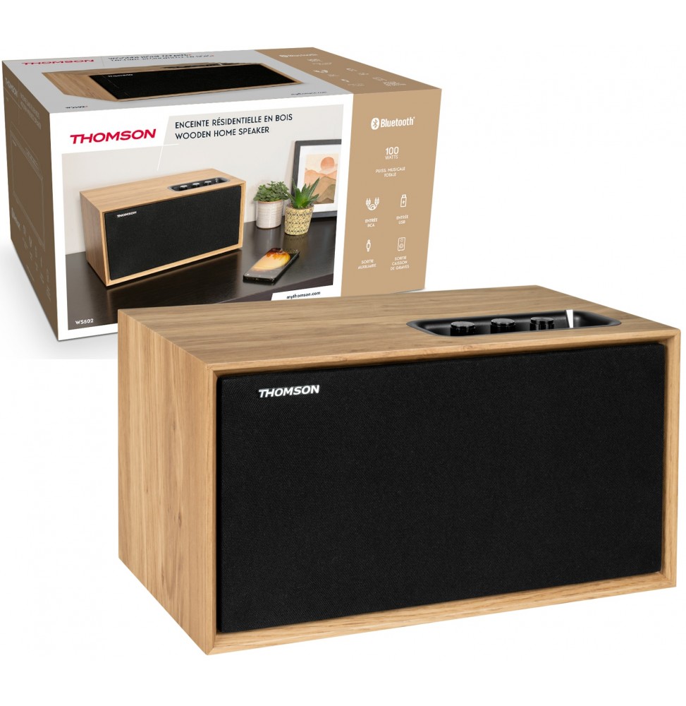 THOMSON WS502 SISTEMA MULTIMEDIALE Bluetooth® 5.0 USB AUX-IN RCA 100 Watt LEGNO