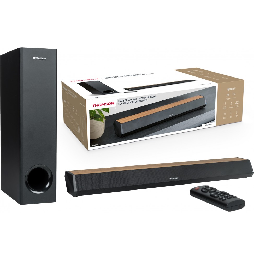 THOMSON SB552BTS SOUNDBAR Bluetooth® CON SUBWOOFER 400 WATT ARREDO LEGNO