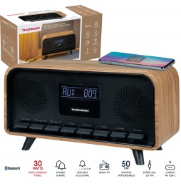 THOMSON RT850BT RADIO SVEGLIA FM MICRO HIFI Bluetooth® STEREO VINTAGE LEGNO