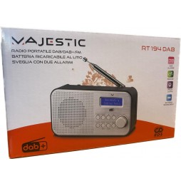 MAJESTIC RT 194 DAB+ RADIO SVEGLIA DIGITALE FM DAB DISPLAY LED 2ALLARMI 2000mAh