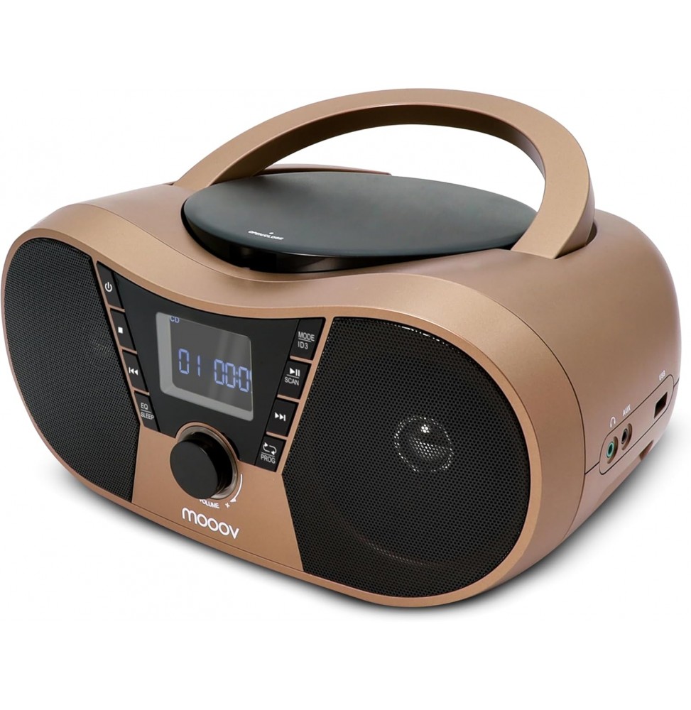 MOOOV RADIO FM CD MP3 USB BOMBOX DYNAMIC BASS BOOST FUNZIONI SLEEP E ID3