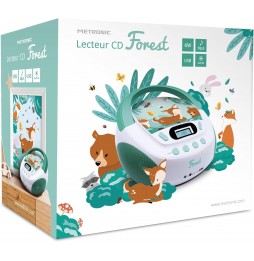 METRONIC BOOMBOX FOREST KIDS STEREO LETTORE CD MP3 USB AUX-IN PER BAMBINI