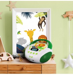 METRONIC BOOMBOX JUNGLE KIDS STEREO LETTORE CD MP3 USB AUX-IN PER BAMBINI