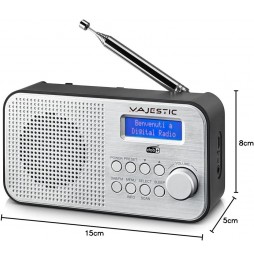 MAJESTIC RT 194 DAB+ RADIO SVEGLIA DIGITALE FM DAB DISPLAY LED 2ALLARMI 2000mAh