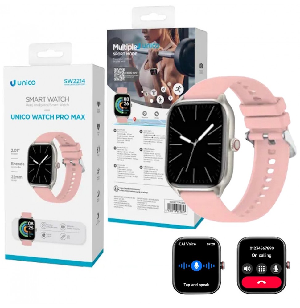 UNICO SMARTWATCH PRO MAX SW2214 FUNZIONE CHIAMATE BT ROSA 2.01" LED CARDIO