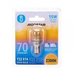 AIGOSTAR LAMPADINA PER FORNO T22 15W E14 90LUMEN 2300KLUCE CALDA INCADESCENZA