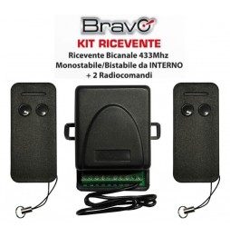 BRAVO KIT RICEVENTE UNIVERSALE 433MHZ DA INTERNO CANCELLI AUTOMATICI E ALTRI USI