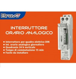 BRAVO INTERRUTTORE ORARIO TEMPORIZZATORE ANALOGICO PER QUADRO ELETTRICO DIN