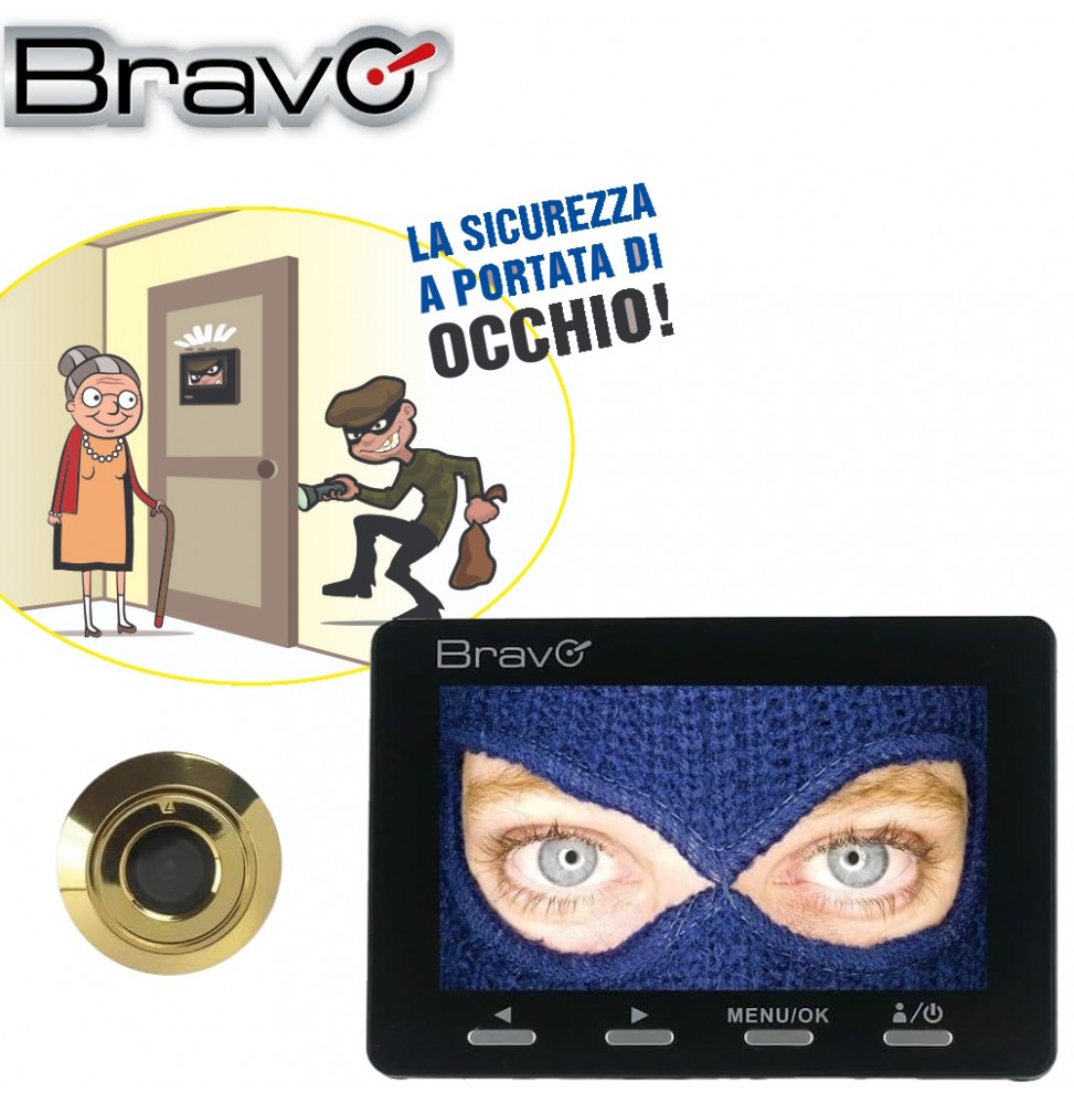 BRAVO MAXI SOTTOCCHIO SPIONCINO DIGITALE ELETTRONICO CON MONITOR LCD 4,3 POLLICI